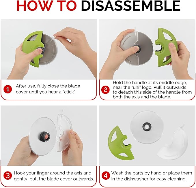 Pizza Cutter Wheel, 4.3" Large 304(18/8) Stainless Steel Blade, Reinforced Durable Pizza Slicer, Fully Detachable & Dishwasher Safe with Safety Protective Cover, Green