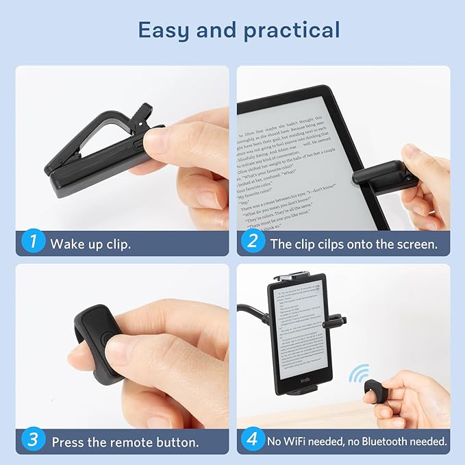 CoBak Remote Control Page Turner for Kindle Paperwhite Ipad Oasis Kobo eReaders, Camera Camcorder Remote Controls, Long-Lasting Page Turner Clicker for Tablets Reading Novels with Charging Case, Black