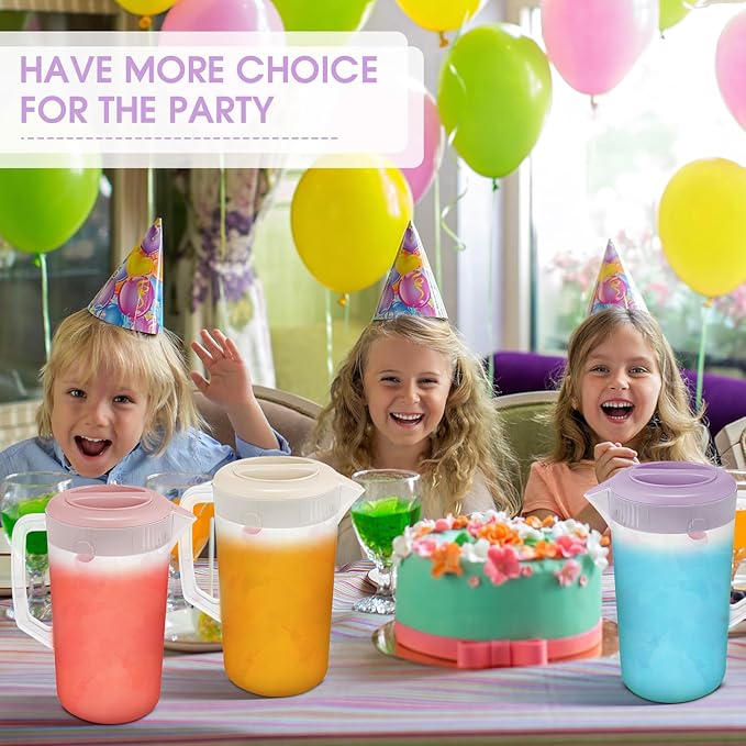 Uiifan 4 Pcs Plastic Water Pitcher with Lid,Spout and Handle Plastic Juice Pitcher Tea Beverages for Fridge Water Carafe Jug for Lemonade Milk Cold Drink Home Daily Party(Multicolor,1 Gallon)