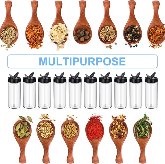 Zhehao 24 Pieces Plastic Spice Containers Plastic Spice Bottles Clear Reusable Large Empty Seasoning Jars with Shaker Lids for Kitchen Storage Seasoning Powder Herbs(16 oz,Cylinder,Clear and Black)