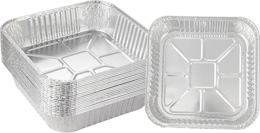 10pack- 8 x 8 Aluminum foil Pans Disposable Heavy Duty Square baking Cake Pan, Cooking Tins Homemade Breads Oven Pan, Baking cake Roasting Pans