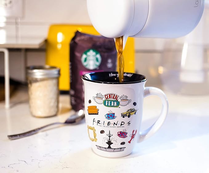 Silver Buffalo Friends Central Perk Logo Wide Rim Ceramic Mug, 16 Ounces