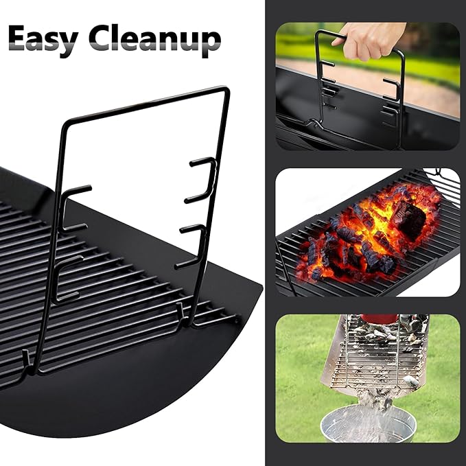 Criditpid 23.62"- 42" Adjustable Ash Pan for Char Griller 5050 5650 2121 5072 3001 2828 2123 2823 2929, Grill Charcoal Tray Ashpan Replacement Parts for Royal Gourmet, Oklahoma Joe's Charcoal Grills