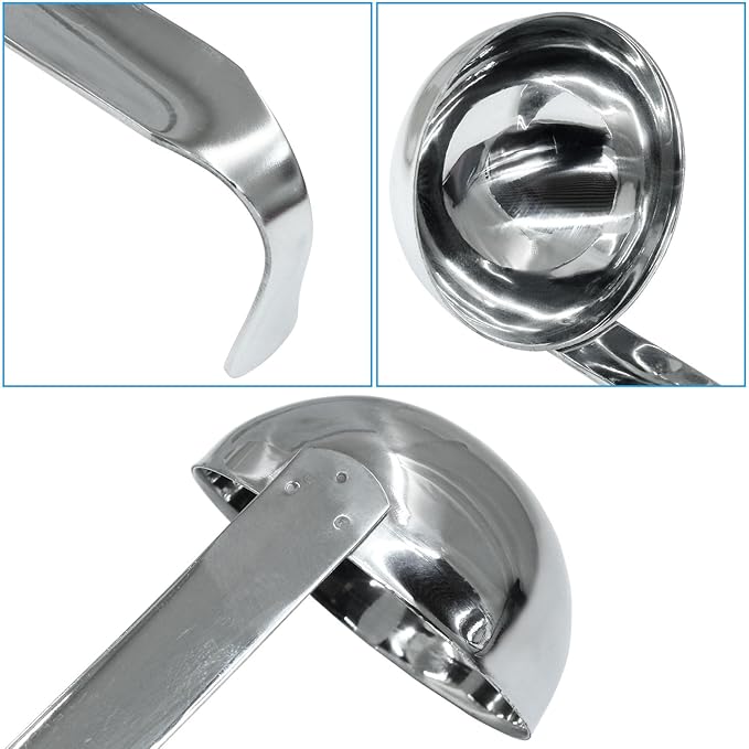 1Pc 2 oz Ladle, Stainless Steel Ladle Long Handle with Hook, Metal for Sauces, Soup