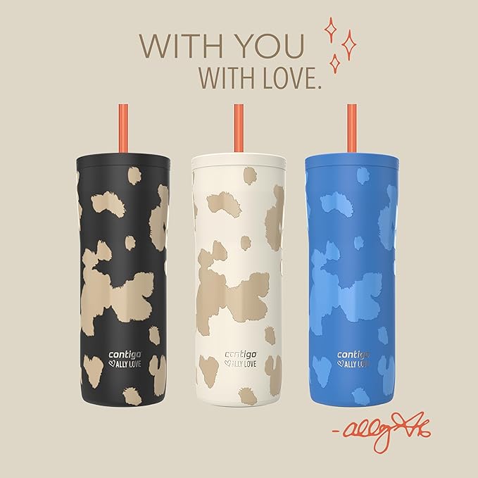 Contigo x Ally Love Streeterville Stainless Steel Tumbler with Straw, Easy Clean Lid, Leak Proof, BPA Free, 24oz, Stellar Jay