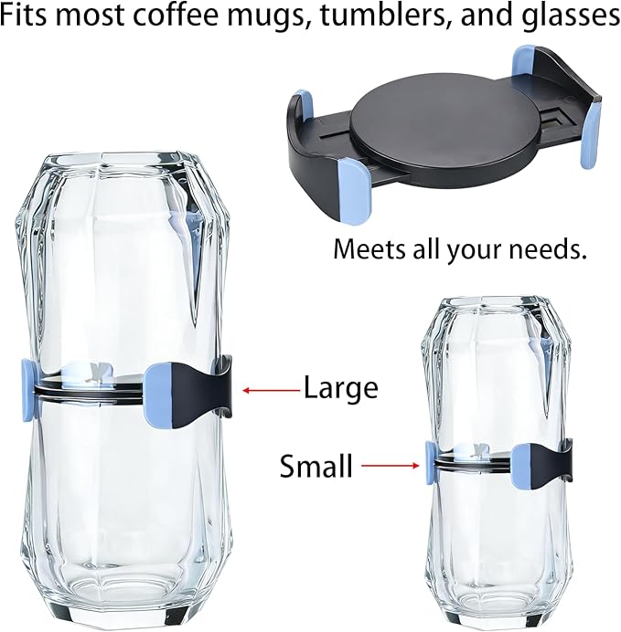 Coffee Mug Organizers and Storage,Extendable, automatically folding teacup and coffee cup organizer，Kitchen Cabinet Shelf Organizer-Cupboard and Pantry Organization, Save Space (4, Black)