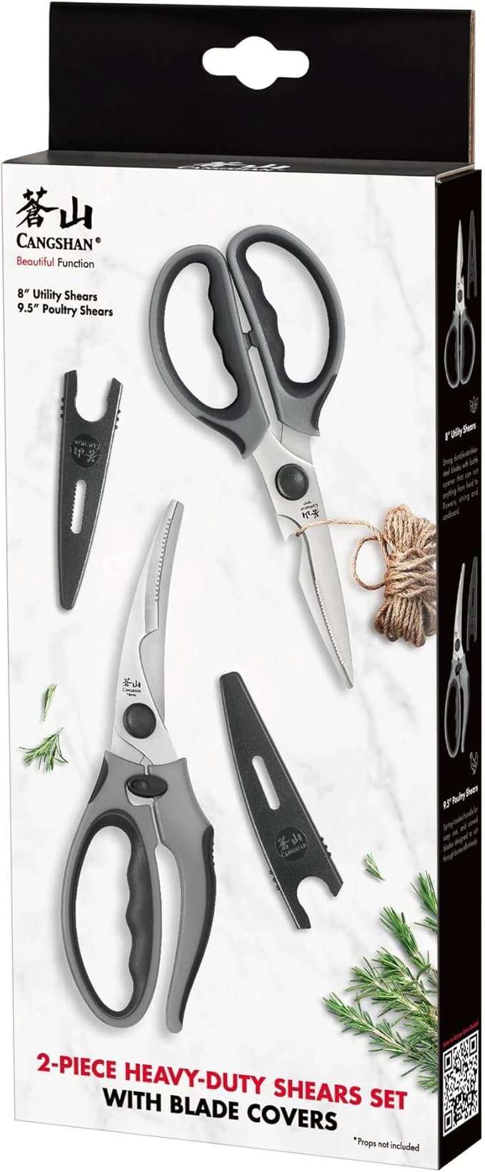 Cangshan 2-Piece Heavy-Duty Shears Set with Guards, Gray, 10300543
