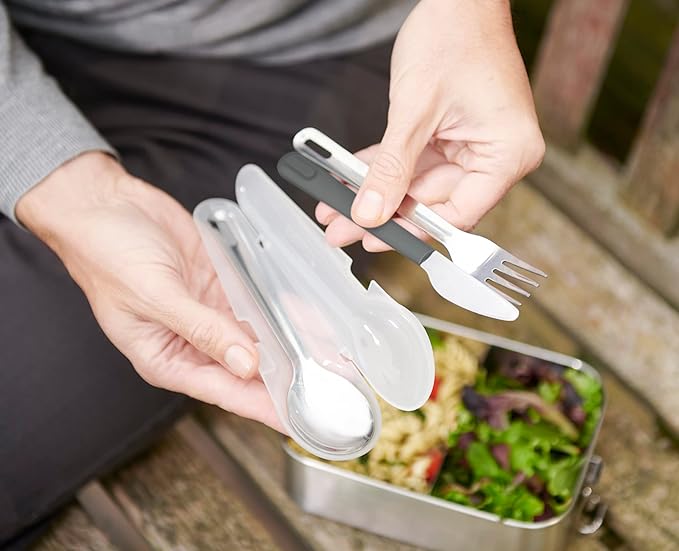 Joseph Joseph GoEat™ Stainless-steel Travel Cutlery utensil Set - Knife, Fork & Spoon, Green