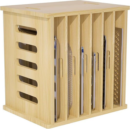 7 Tier Wooden Tray Dividers for Cabinets, Baking Cookie Sheet Organizer, Vertical/Horizontal Cabinet Dividers for Pots, Cutting Board, Pans, Kitchen Organizers and Storage (7 Tier)