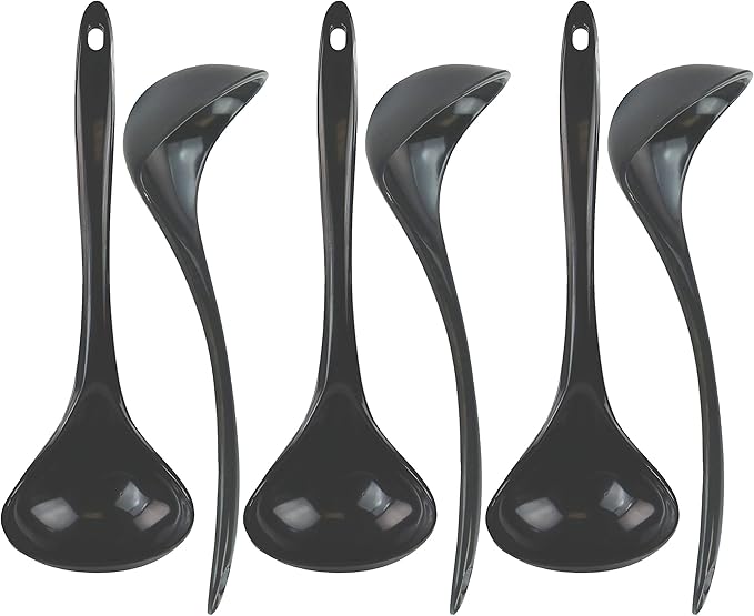 Reston Lloyd Melamine Soup Ladle Kitchen Utensil, Premium Quality Utensil with Heat Resistant Ergonomic Handle, Durable BPA-Free Plastic, 10.5 inch long, 6pc Set, Charcoal