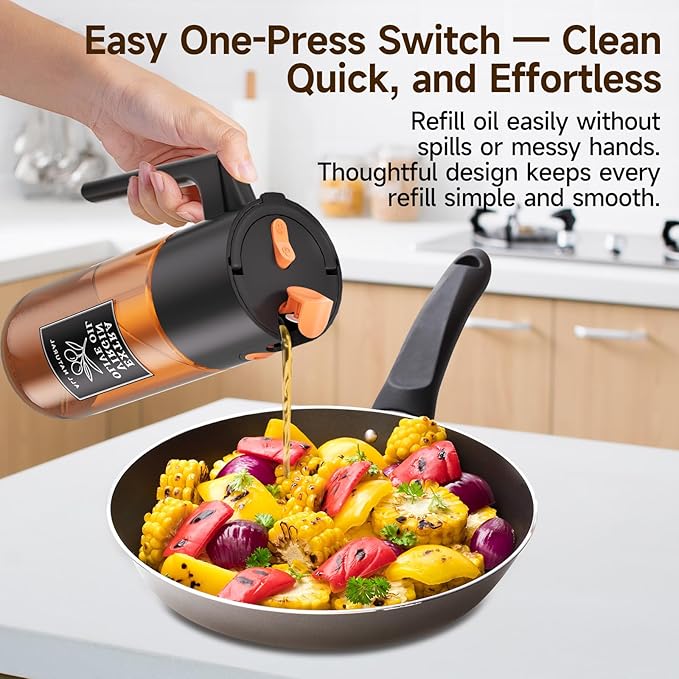Premium Olive Oil Sprayer for Cooking - Fine Mist Oil Mister, Leak Free Oil Dispenser for Air Fryer, Premium Oil Sprayer Bottle, Glass & Durable Design for Grilling, BBQ & Salads for Home Kitchens