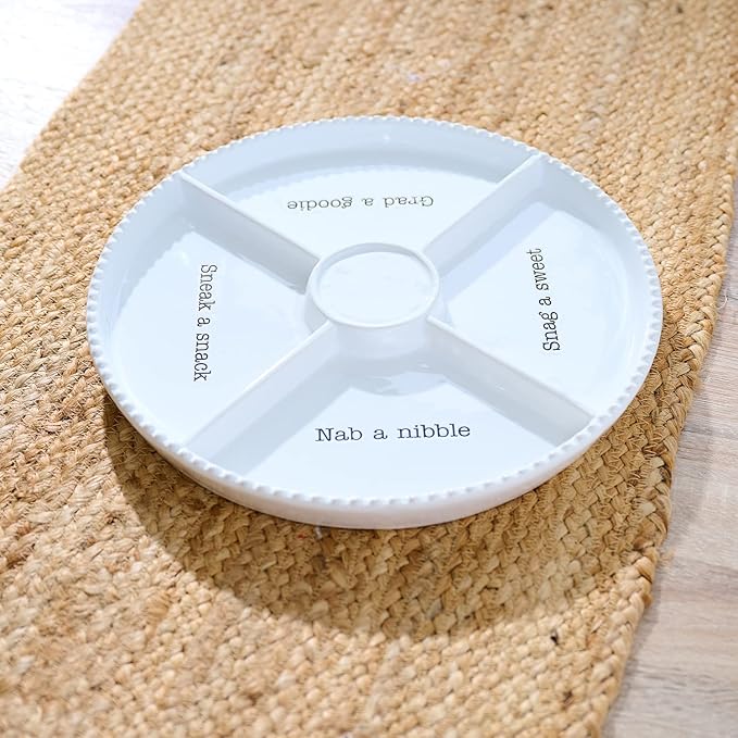 Mud Pie Circa Divided Tray, White, 12 1/4" dia | Base for Interchangable Platter Inserts