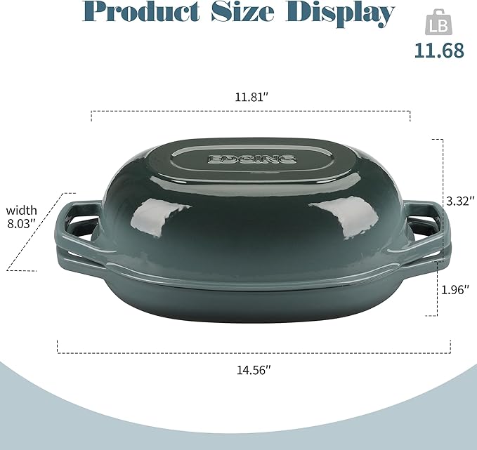 Enameled Cast Iron Oval Dutch Oven Pot with Lid, Dutch Oven for Sourdough Bread Baking, Bread Oven, Bread Dutch Oven, Oval Bread Pan, 5qt, Slateblue