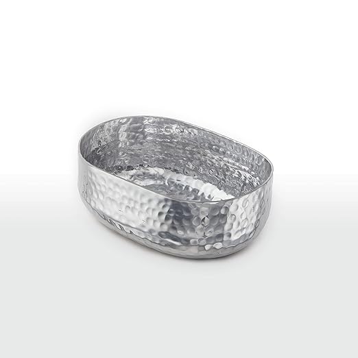 American Metalcraft ABHS46 Hammered Aluminum Entrée Basket, Oval, Silver, 25-Ounces