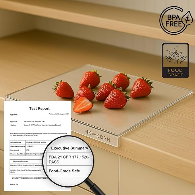 Acrylic Cutting Board with Counter Lip, Clear Cutting Boards for Countertop Protector, Non-Slip Dough Mat for Kitchen Counter, Aesthetic Kitchen Decor Gadgets House Warming Gifts New Home(20"x16")