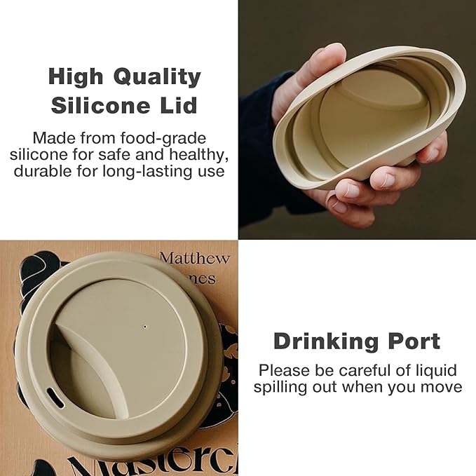 Ceramic Travel Mugs with Silicone Lids, 15 oz Portable Coffee Mug Travel Unique To Go Mug, Reusable Coffee Cups with Non-Slip Sleeve, Cappuccino,Tea,Latte,Iced Coffee Cups, Dishwasher Safe