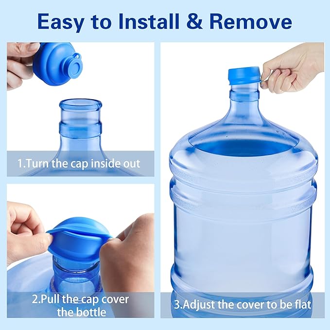 3 and 5 Gallon Water Jug Cap, Silicone Reusable Replacement Cap, Non Spill Bottle Caps for 55mm Bottle Water Dispenser Caps - Pack of 10