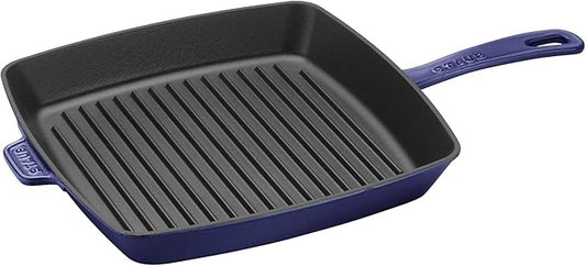 Staub Cast Iron 12-inch Square Grill Pan - Dark Blue, Made in France
