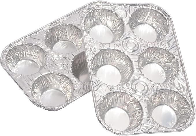 Muffin Pan 6-Cup Cupcake Aluminum Pans Favorite Muffin Tin Size for Baking Cupcakes - Standard Size (6-cup-20Pack)