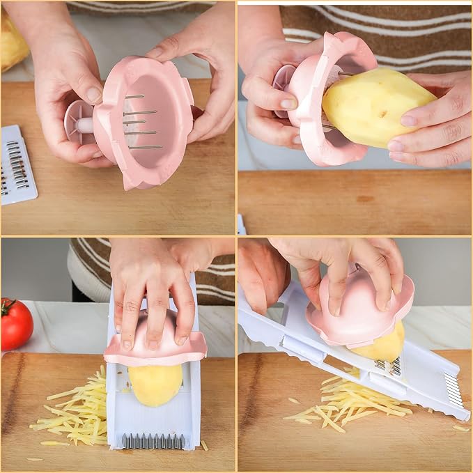 2 Pieces Food Safety Holder Mandoline Slicing Tool, Food Slicer Cutter Finger Guard for Mandoline Slicer Grater Cutting (Pink)