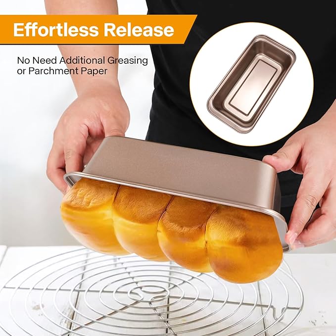 2pack Loaf Pan, 10inch Banana Bread Pan, Non-Stick Banana Bread Pan, Stackable Bread Pans for Homemade Bread, 10x5inch Small Bread Pans for Baking