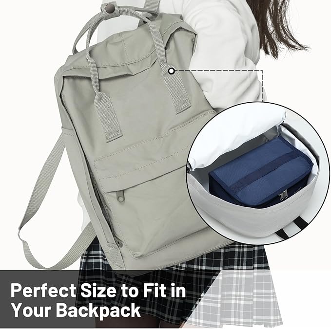 MIER Small Lunch Bag for Kids & Adults Compact Insulated Lunch Box Portable Thermal Mini Cooler for Work School Travel, Navy Blue