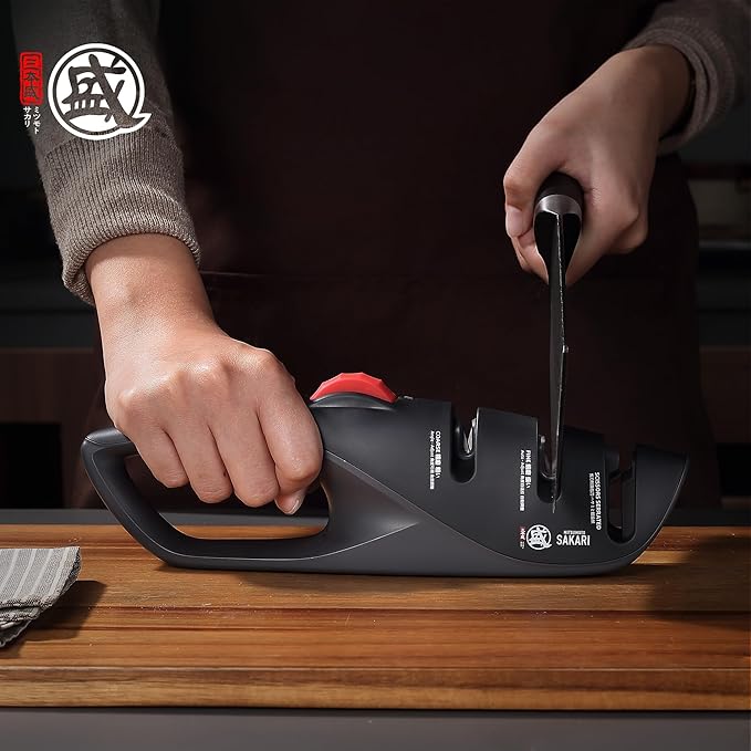 MITSUMOTO SAKARI Japanese Adjustable 5-Angle Knife Sharpener, 3-Stage Kitchen Knife Sharpeners For Kitchen Scissors And Knives, Professional Sharpening Tool With Angle-Lock Technology