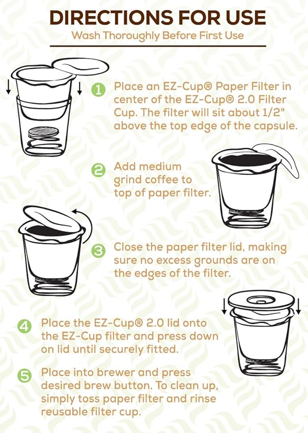 Perfect Pod EZ-Cup 2.0 Disposable Paper Coffee Filters for Single-Serve Reusable Coffee Pods Pod Capsule, 6-Pack (300-Ct)