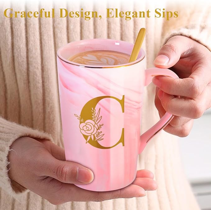 Personalized Ceramic Coffee Mug with Lid Tea Cup Girlfriend Gf Gifts Future Mrs Her Women Boyfriend 1 One Year Anniversary Meaningful Cute Romantic Christmas Xmas First Valentines I Love You More,C