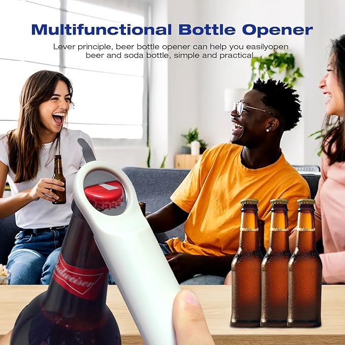 Multifunctional Retractable Bottle Opener Multi 6 in 1, Adjustable Jar Opener, Kitchen Wine Opener Gadgets(Black)