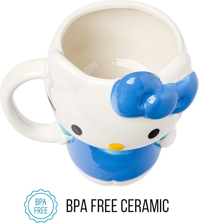 Silver Buffalo Sanrio Hello Kitty Full Body Blue Dress Ceramic 3D Sculpted Mug, 20 Ounces