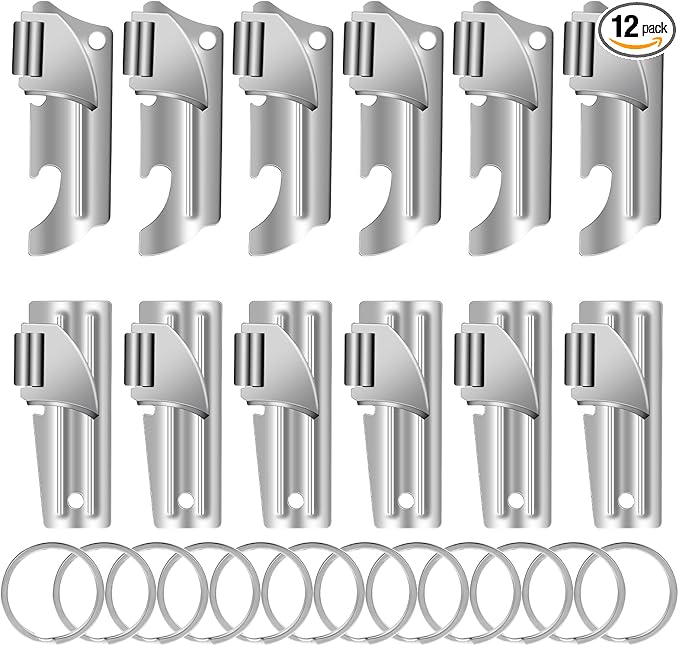12pcs Can Opener,P-57 and P-51 Can Openers with Key Rings,Stainless Steel Camping Opener,Portable Army Survival for Traveling