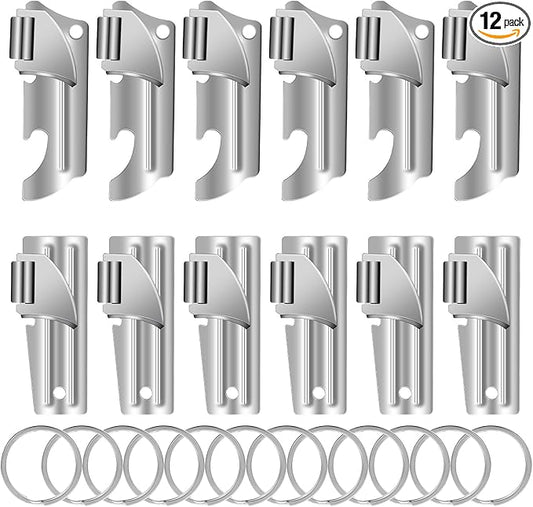 12pcs Can Opener,P-57 and P-51 Can Openers with Key Rings,Stainless Steel Camping Opener,Portable Army Survival for Traveling