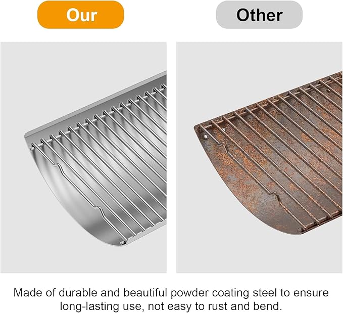 LS'BABQ Stainless Steel 27 Inch Charcoal Ash Pan Replacement for Chargriller Charcoal 1224 1324 2121 2222 2727 2828 2929, Charbroil 17302056 Grills, Charcoal Tray Grates with 2pcs Fire Grate Hangers