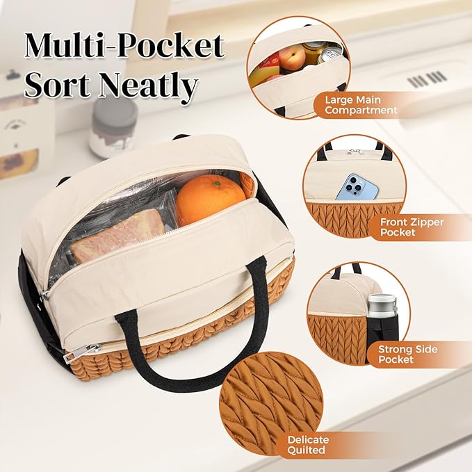 DALINDA Lunch Bag Women,Insulated Lunch Box Large Capacity,Lightweight Leakproof Lunch Tote,Reusable Lunch Cooler for Work Picnic Camping