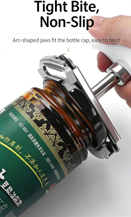 Cap Crack Jar Opener 2026 New Adjustable Multi-Lid Can Opener for Weak Hands - Ergonomic Non-Slip Grip, One-Hand Operation, Opens Bottles Cans Jars Effortlessl (White Anti-Slip)