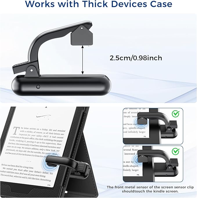 [Thick Case Friendly] Page Turner Ring Remote for Kindle Paperwhite Fire HD Tablet, Works with Thick Case, Ereader Clicker Accessories Compatible with Colorsoft Scrible iPad, Reading in Bed Gifts