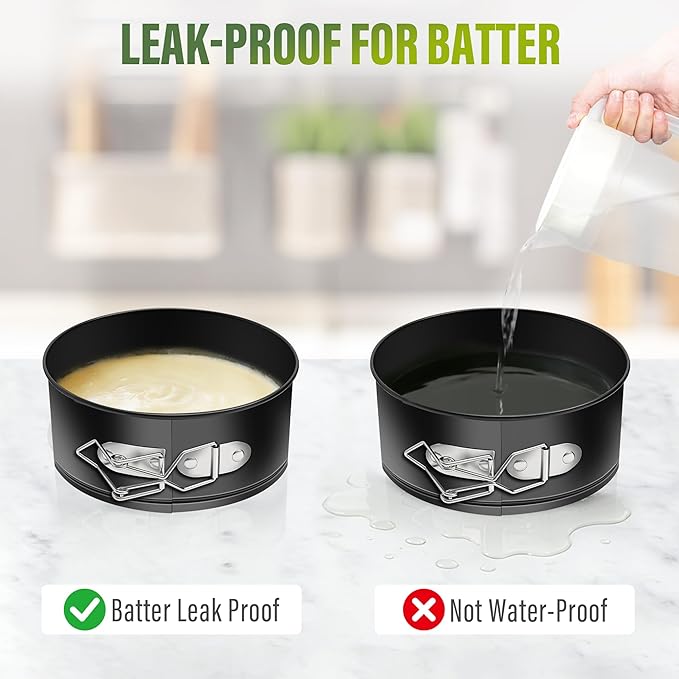 Vakoo Springform Pan - Nonstick, Leakproof Cheesecake Pan for Baking, Easy Release, No Parchment Paper Needed, 4 Inch, Set of 4