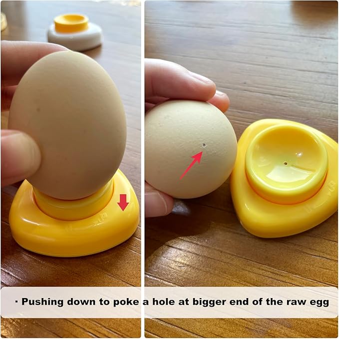 Magnetic Egg Piercer for Hard Boiled Eggs, Jawbush Egg Poker Tool with Safety Lock, Super Easy Egg Peeler and Egg Hole Puncher for Raw Eggs, Egg Pricker with Stainless Steel Pin