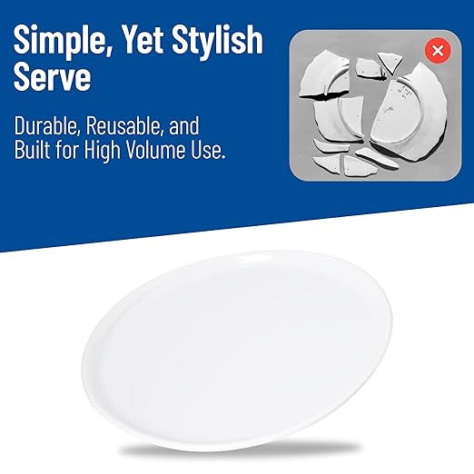 Carlisle FoodService Products Stadia Reusable Plastic Plate Salad Plate for Home and Restaurant, Melamine, 9 Inches, White, (Pack of 12)