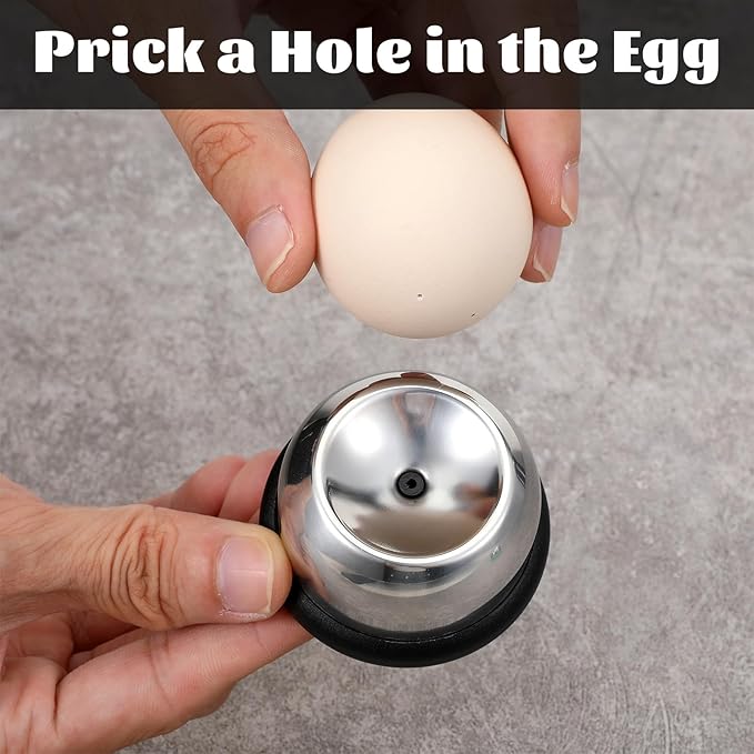 Stainless Steel Egg Piercer for Hard Boiled Eggs with Retractable Pin, Heavy Duty Egg Poker to Get Good Hard Boiled Eggs, Egg Piercer Hole Seperater for Quick Peel Anti-Burst, Black