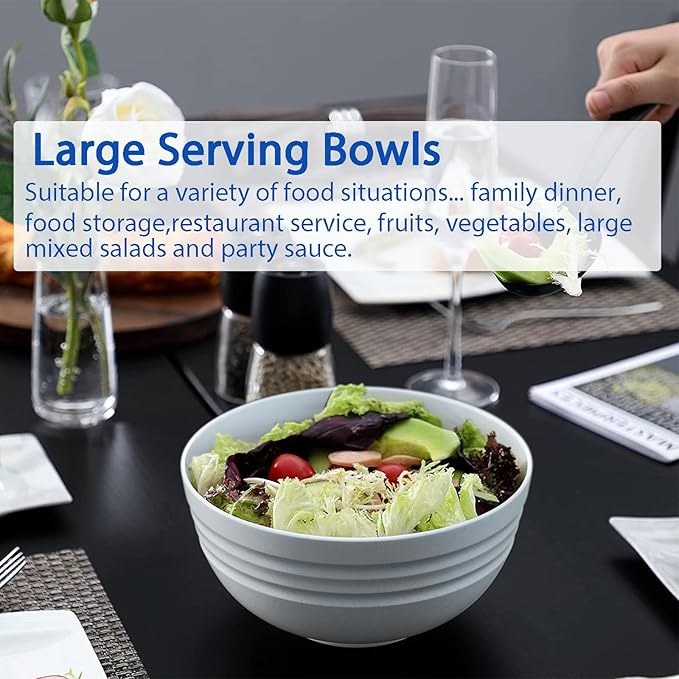 【6 Pcs】Unbreakable Mixing Bowls Unbreakable Salad Bowls, 68 Ounces Microwave and Dishwasher Safe BPA-Free Serving Bowls for Cereal,Salad,Soup,Ramen,Noodle,Oatmeal,Snack Apply to Kitchen,Freezer