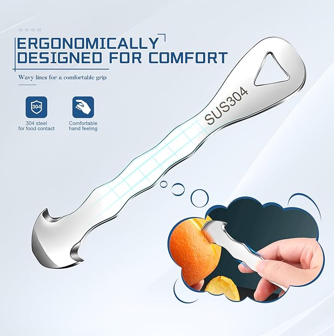 Stainless Steel Citrus Peeler Tool – Orange Peeler for Kitchen, Lemon Peeler, Grapefruit Peeler, Effortless Fruit Peeler with Sharp Blade, Ergonomic Grip, Rust-Resistant, Easy Storage