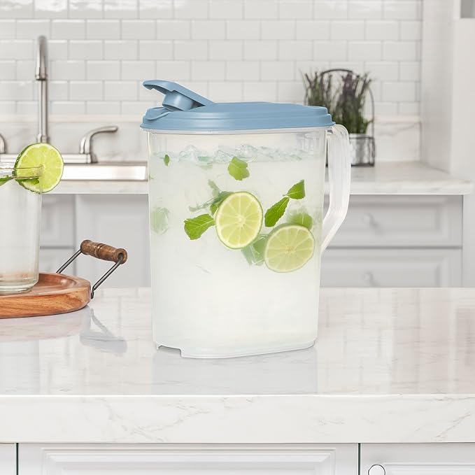 Sterilite Plastic Hinged Pitcher with Comfort Grip Handle, 1 Gallon, 12 Pack