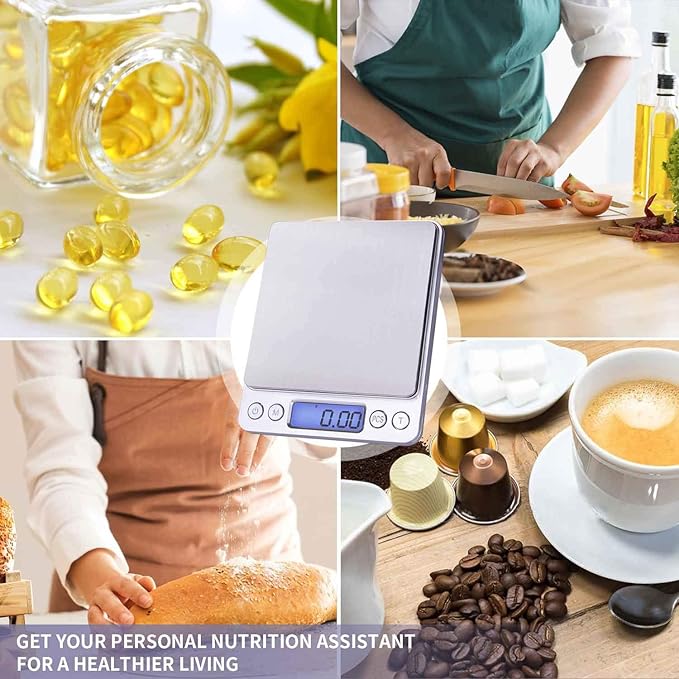 Fuzion Digital Gram Scale .01 Gram Accuracy, 500g Small Jewelry Scale, Mini Kitchen Food Scale for Herb, Powder, Gold, Coin - Weight Gram and Oz