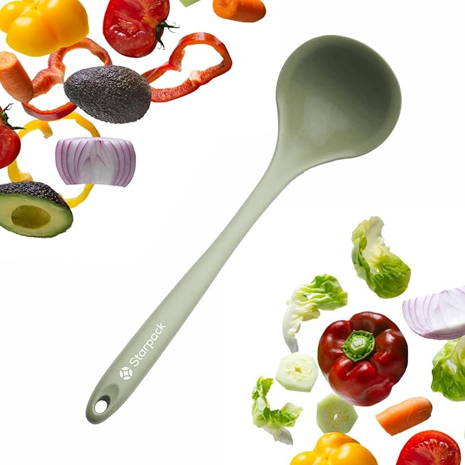 Starpack 'Ladle of Love' XL Premium Silicone Ladle/Spoon - High Heat Resistant to 600F - Non-Stick, LFGB Grade Rubber, Ideal for Serving Soup, Cooking & More