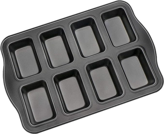 Beasea Mini Loaf Pan 8 Cavity, Nonstick Bakeware Square Bread Pan, Carbon Steel Mini Loaf Bread Pan Cake Pans for Baking Oven
