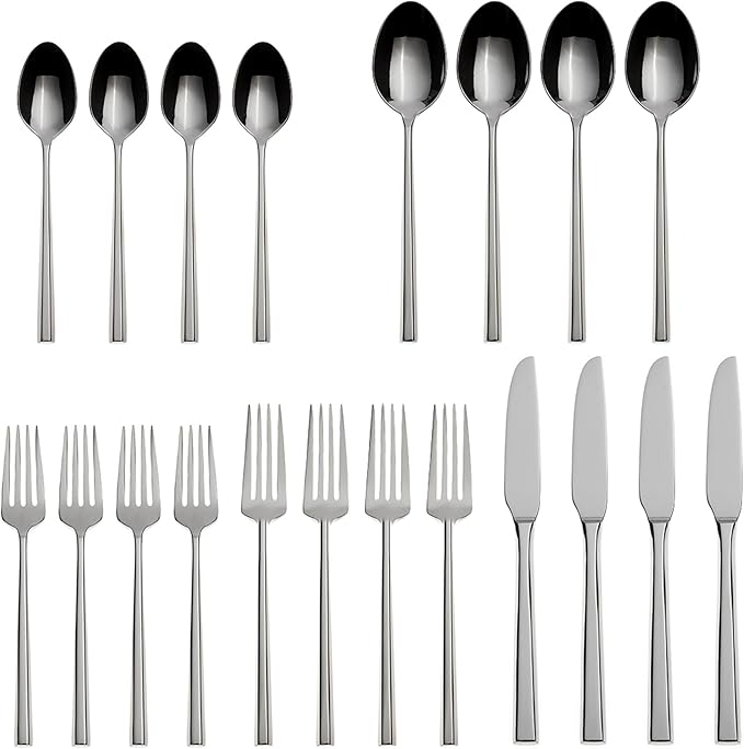 Oneida Diameter 20 Piece Fine Flatware Set, Service for 1 , 18/10 Stainless Steel, Silverware Set, Dishwasher Safe