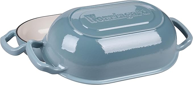 Enameled Cast Iron Sourdough Bread Oven, Dutch Oven, Loaf Cast Iron Bread Pan for Homemade Bread Baking, Meatloaf Pan with Lid, 5QT, Sea Salt