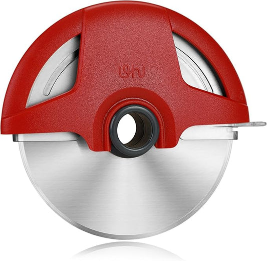 Pizza Cutter Wheel, 4.3" Large 304(18/8) Stainless Steel Blade, Reinforced Durable Pizza Slicer, Fully Detachable & Dishwasher Safe with Safety Protective Cover, Red